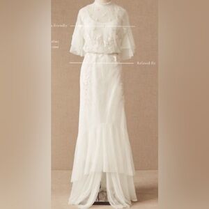 Sachin + Babi Ivory Tiered Chiffon Wedding Dress